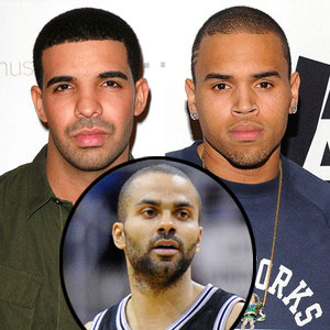 Drake, Chris Brown, Tony Parker Drake, Chris Brown, Tony Parker
